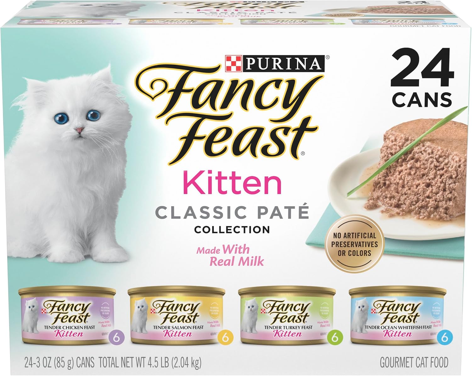 Fancy Feast Classic Pâté Variety Pack Wet Cat Food, Grain Free, 3 oz. Cans, Pack of 24