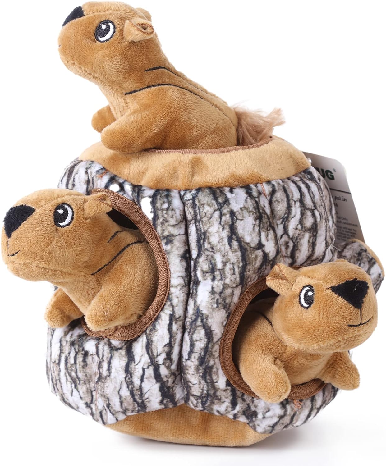 Outward Hound Hide-A-Squirrel Puzzle Plush Dog Toy, Interactive Squeaky Hide and Seek, One Size